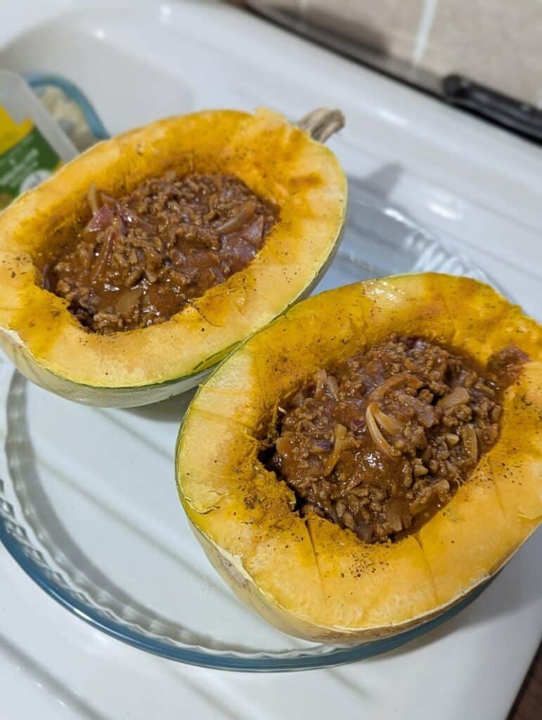 recette de courge spaghetti avec de la bolognaise